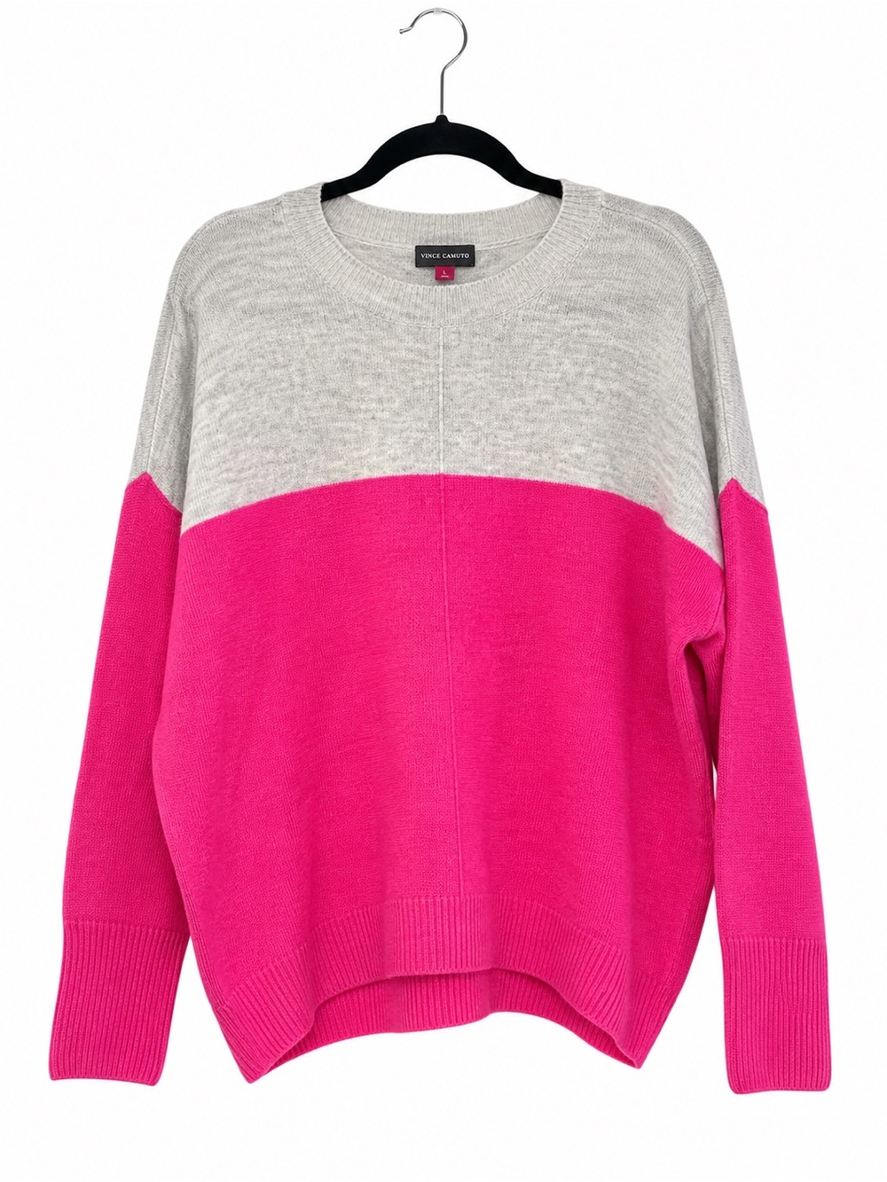 NWT Vince Camuto Paradox Pink Colorblock Crewneck Sweater L